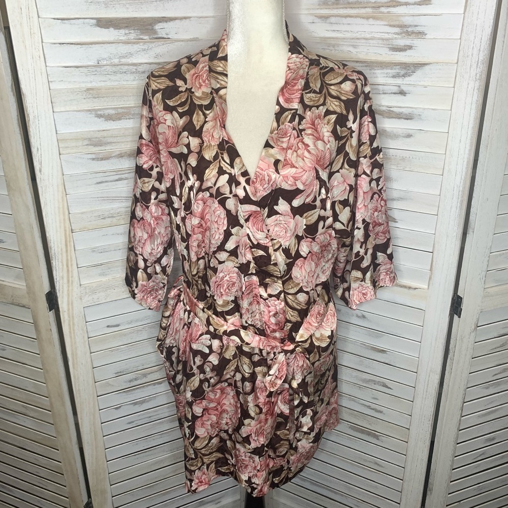 VINTAGE INNER MOST satin floral robe house coat M - Picture 16 of 16